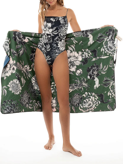 Printed One Piece Swimsuit and Sarong or Printed Pants