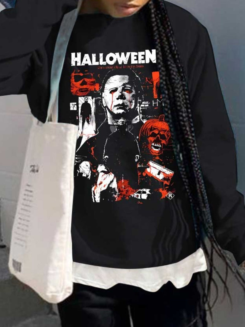 Dropped Shoulder Figure Letter Print Sweatshirt At9041