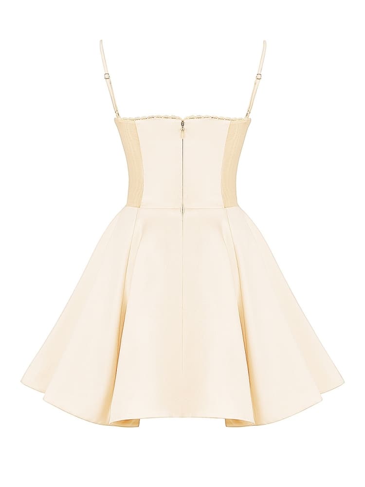 Cream Tulle Mini Dress