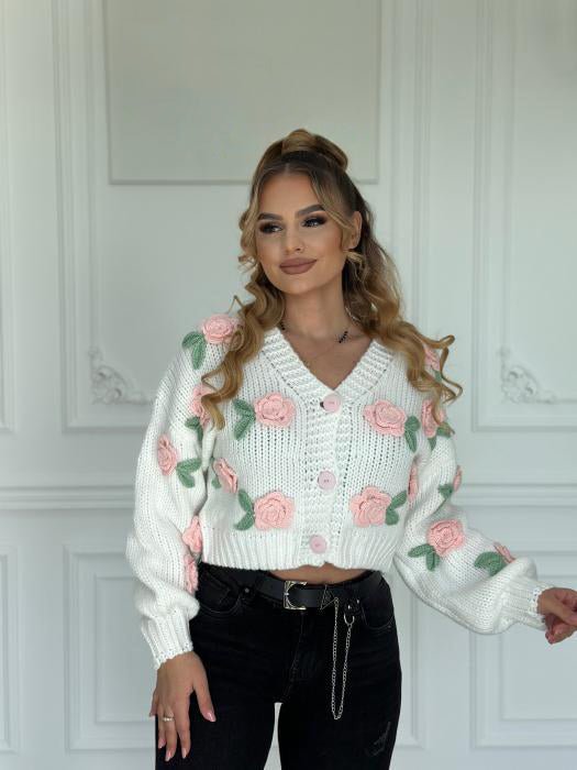 Selena Rose Knit Sweater Cardigan