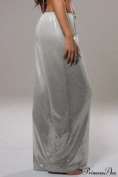 Sequin Loose Wide-leg Pants