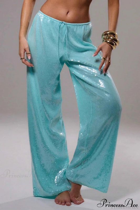Sequin Loose Wide-leg Pants