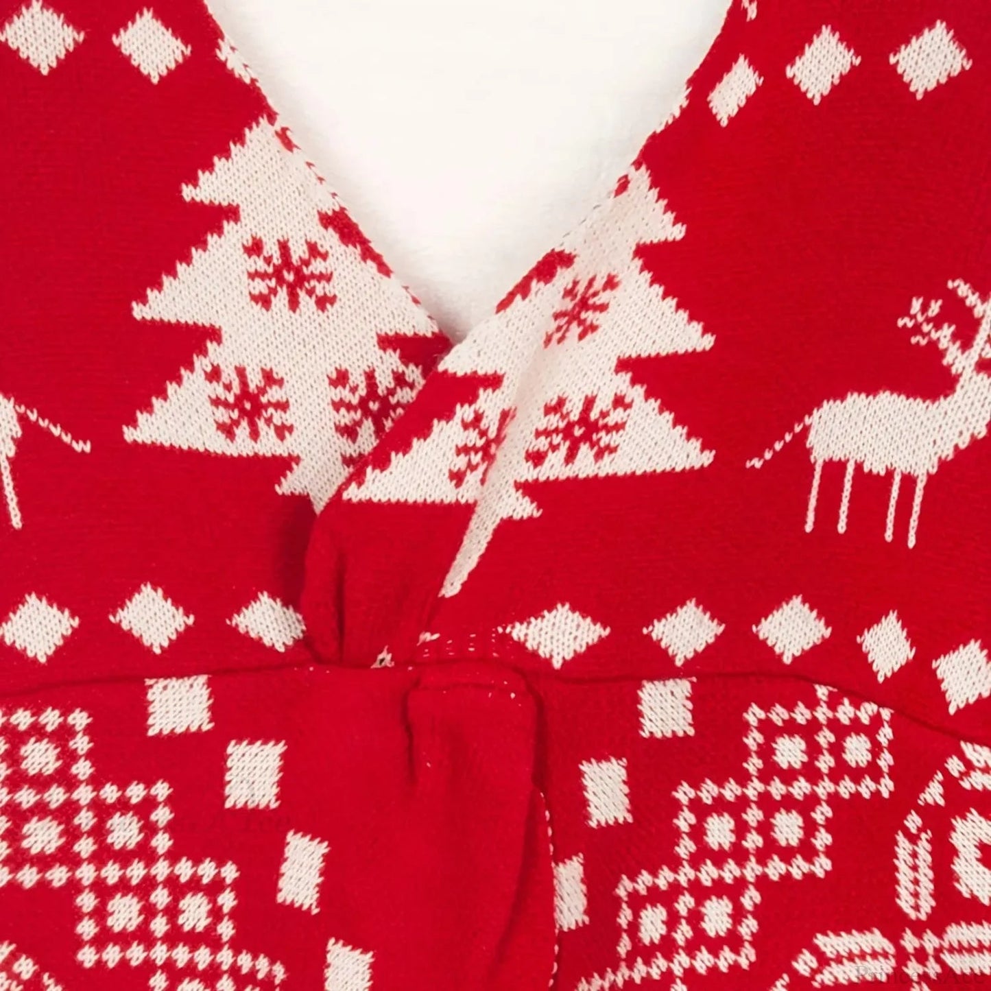 Oversized Low Back Deep V-neck Hot Red Pullover Christmas Sweater