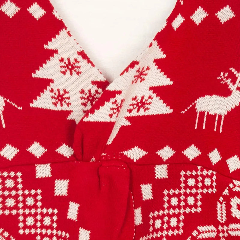 Oversized Low Back Deep V-neck Hot Red Pullover Christmas Sweater
