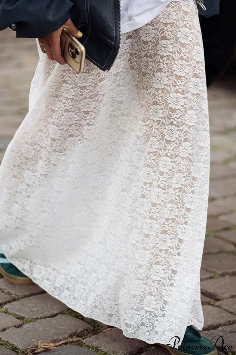Sheer Jacquard Long Skirt