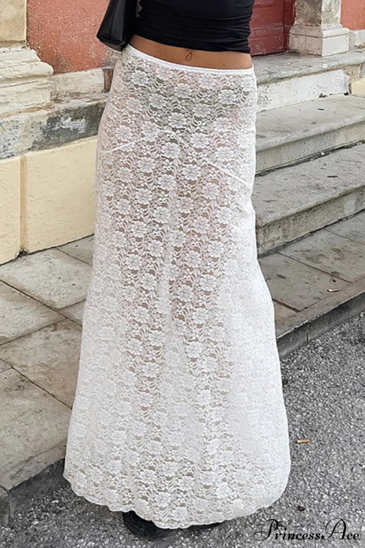 Sheer Jacquard Long Skirt