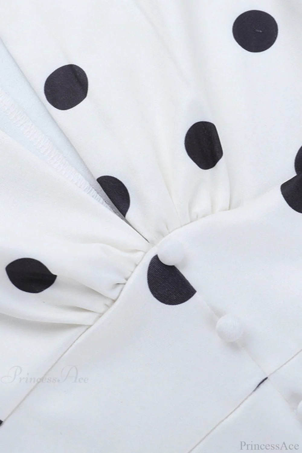 V Neck Polka Dot Lantern Sleeve Waist Cinching Fitted Mini Dress