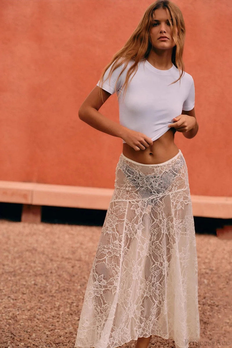 Sheer Lace Maxi Skirt