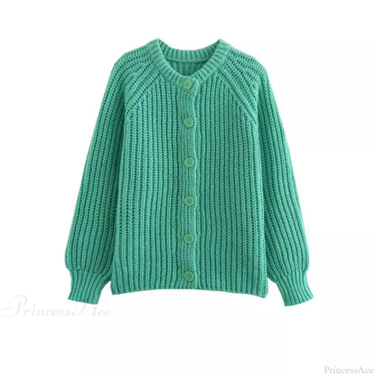 Short Cardigan With Round Neck Long Sleeve Fashionable Red Christmas Sweater