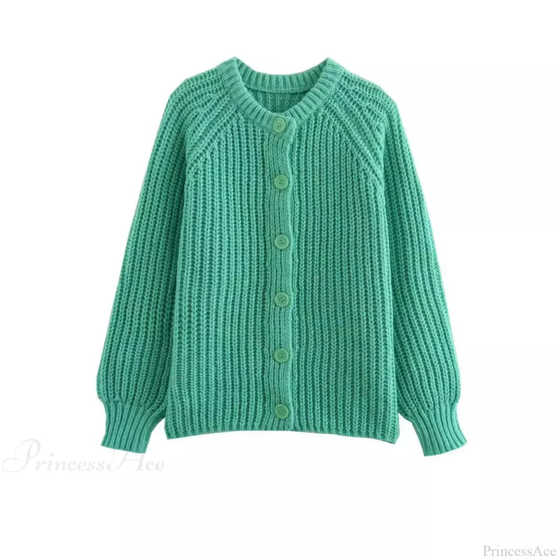 Short Cardigan With Round Neck Long Sleeve Fashionable Red Christmas Sweater