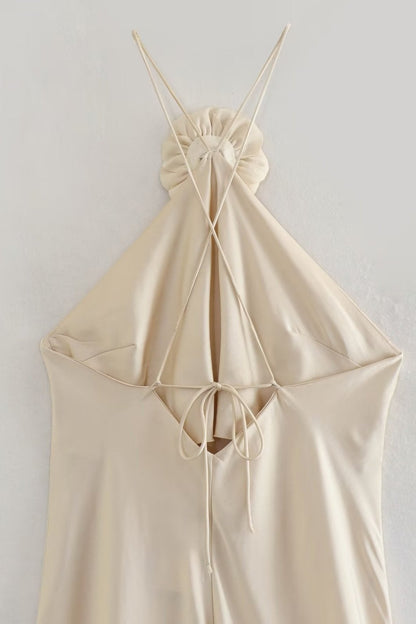 Sia Removable Rose Halterneck Midi Dress