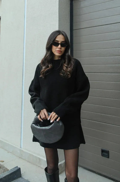 Damaris - Knitted Straight Shirt Two-piece Set