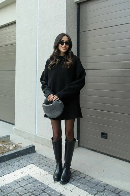 Damaris - Knitted Straight Shirt Two-piece Set