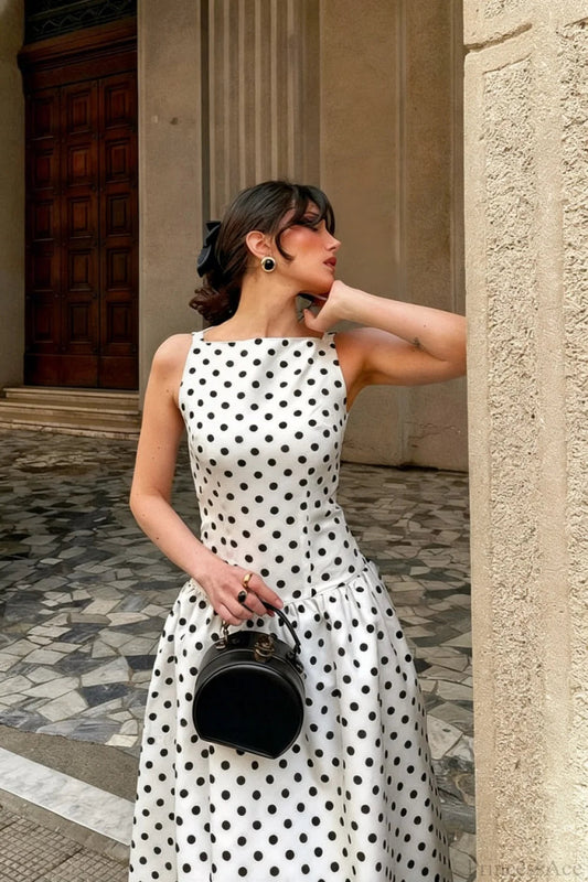 Sleeveless Polka Dot Maxi Dress