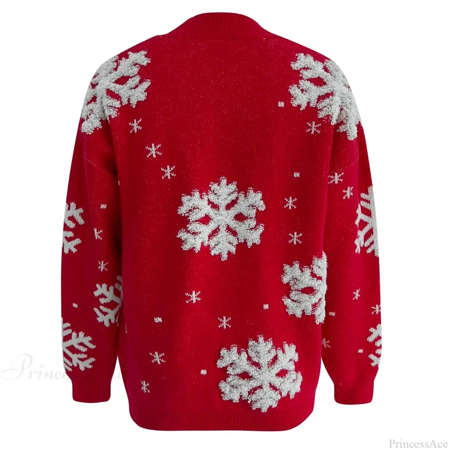 Snowflake Print Warm Thicken Loose Oversized Full Sleeve Christmas Sweater