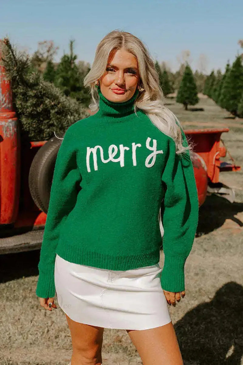Soft Knitting Christmas High Tie Sweater