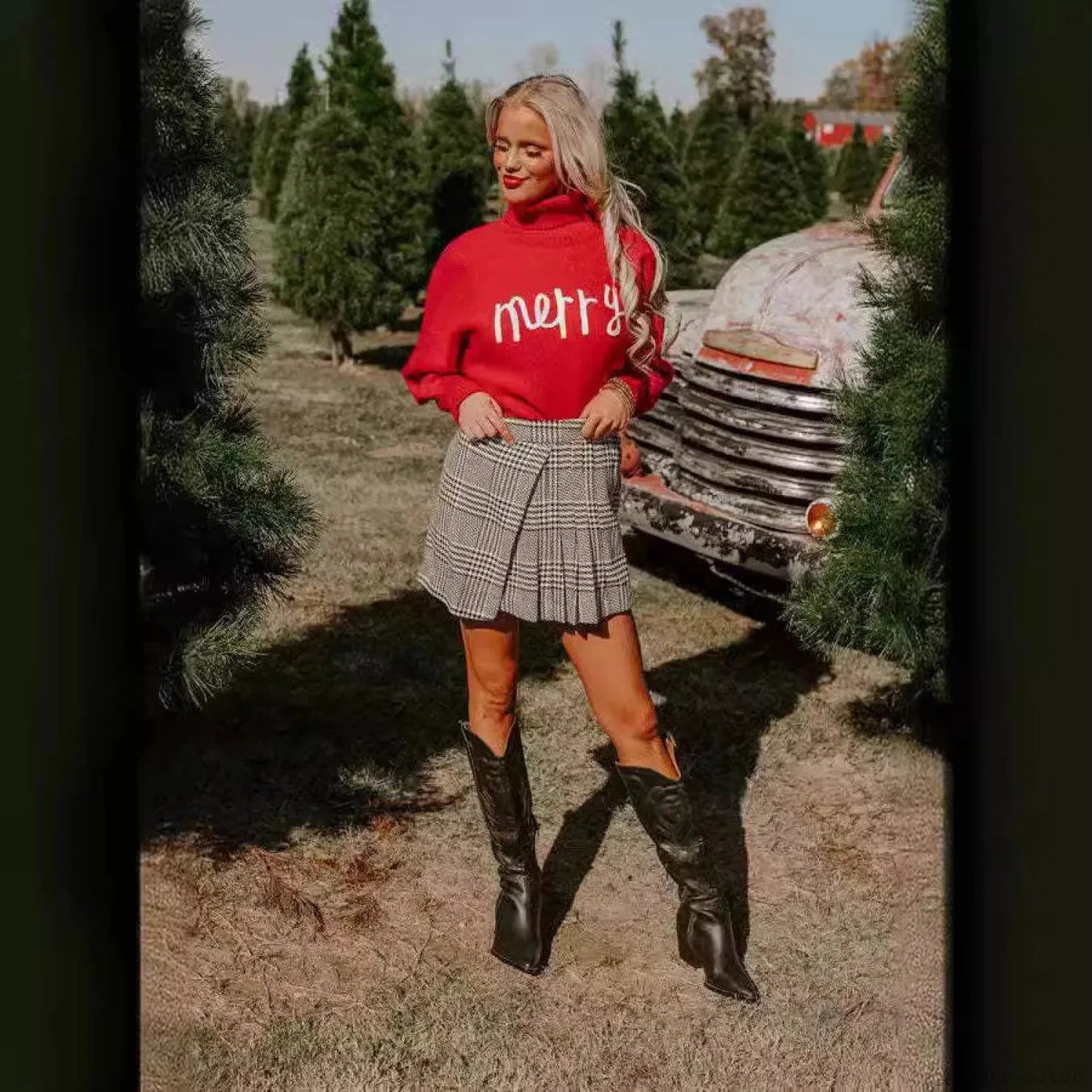 Soft Knitting Christmas High Tie Sweater
