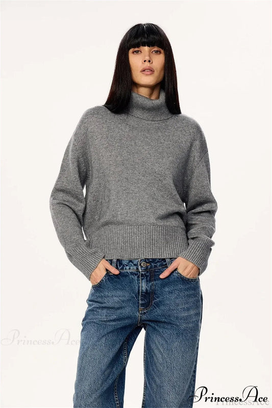 Soft Lazy-style Turtleneck Short Pullover Sweater