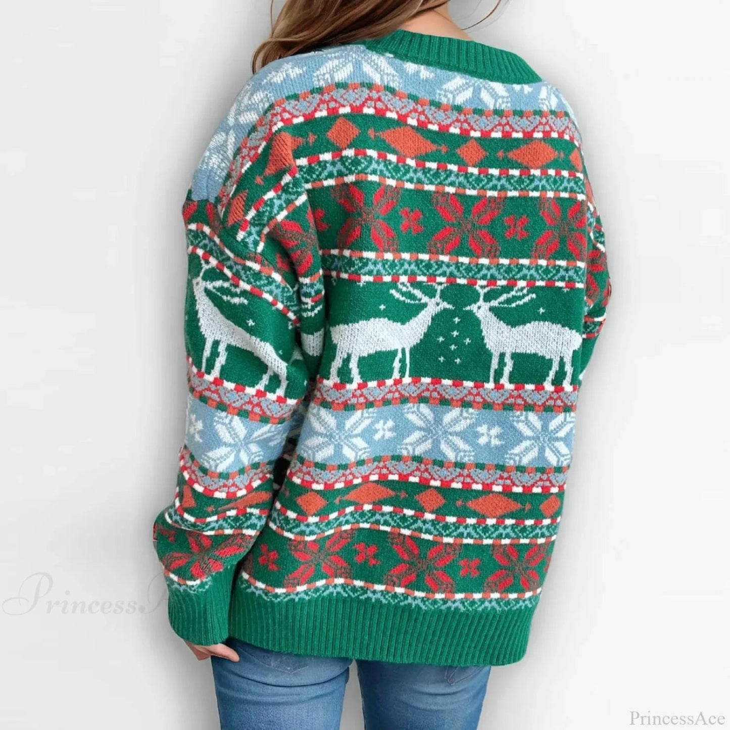 Soft Warm Oversized Deer Knitted Christmas Christmas Sweater