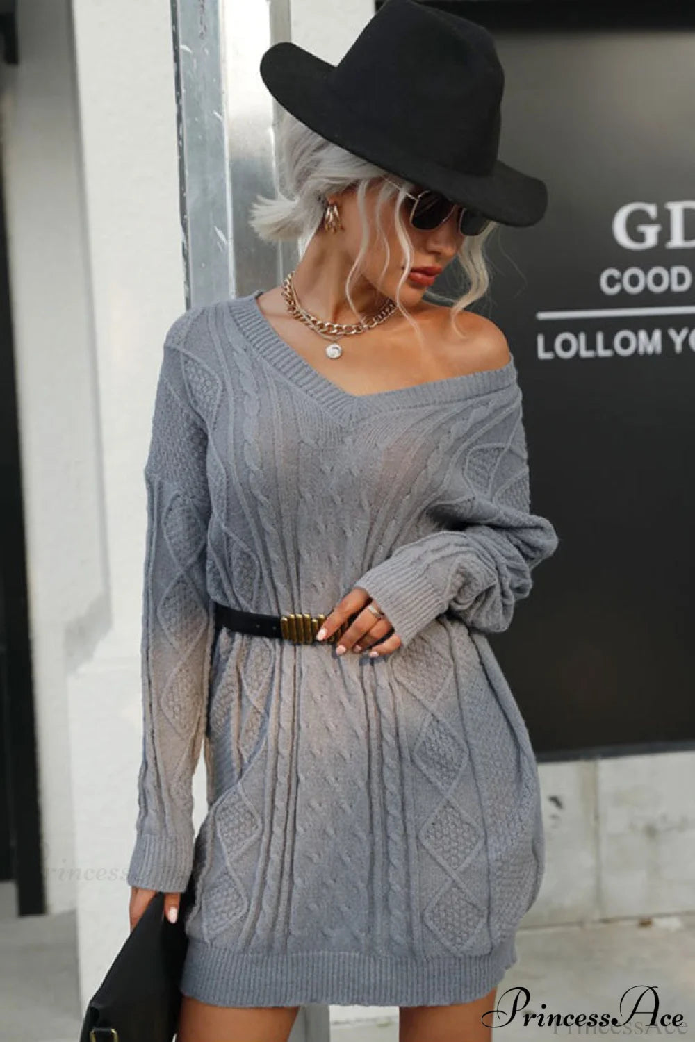 Cable-knit Wool Mini Dress