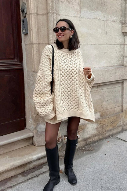 Crewneck Lantern Sleeve Loose Sweater