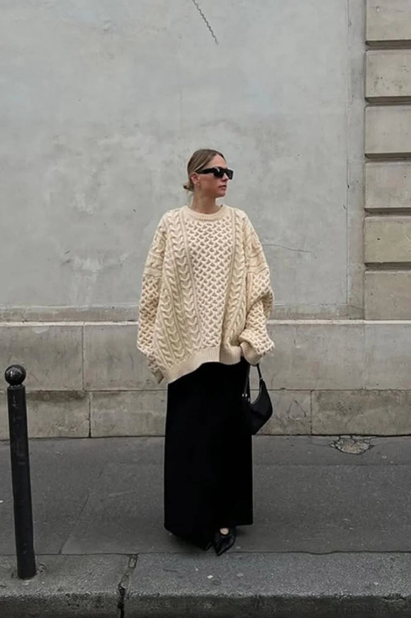Crewneck Lantern Sleeve Loose Sweater