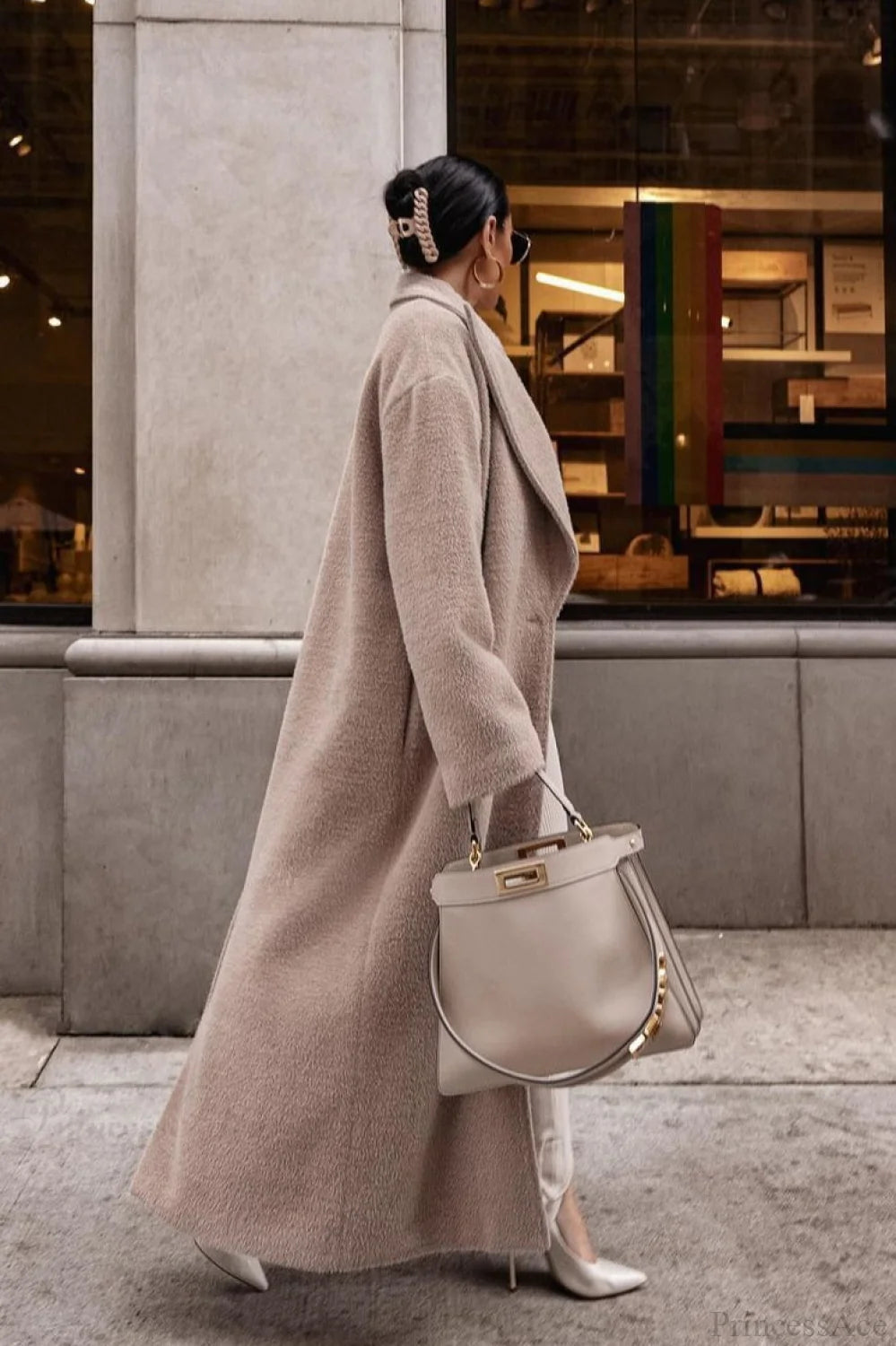 Minimalist Warm Notched Collar Teddy Overcoat