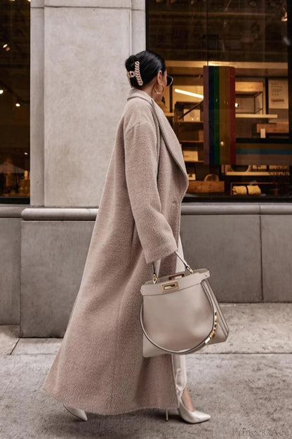 Minimalist Warm Notched Collar Teddy Overcoat