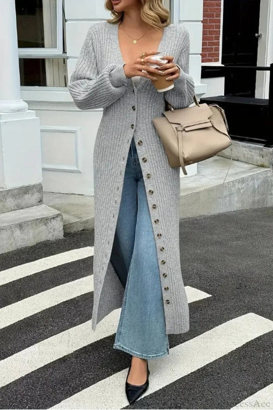 Knit Open Front Loose Longline Overcoat