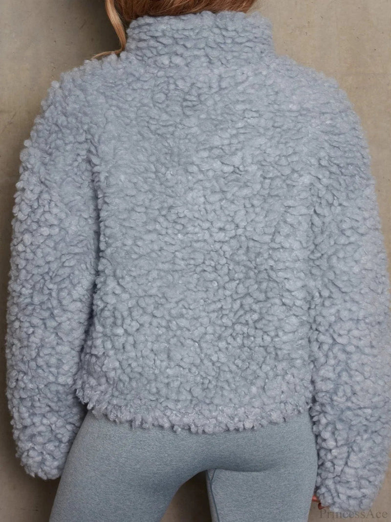 Minimalist Sherpa Cropped Fuzzy Coat