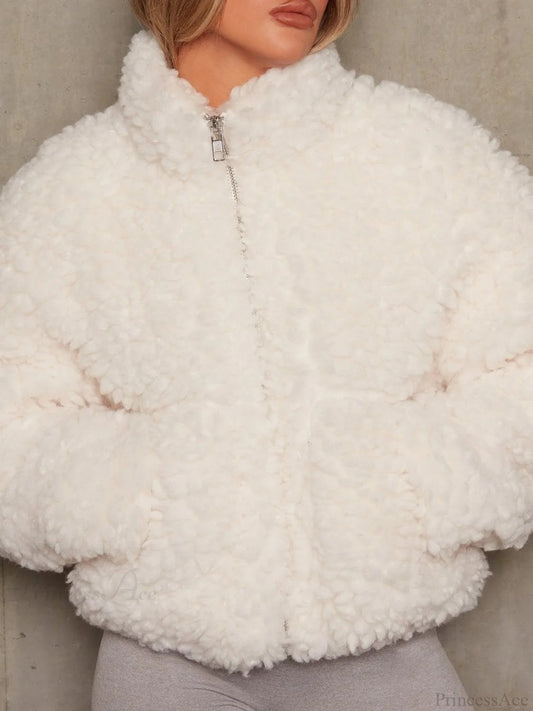 Minimalist Sherpa Cropped Fuzzy Coat