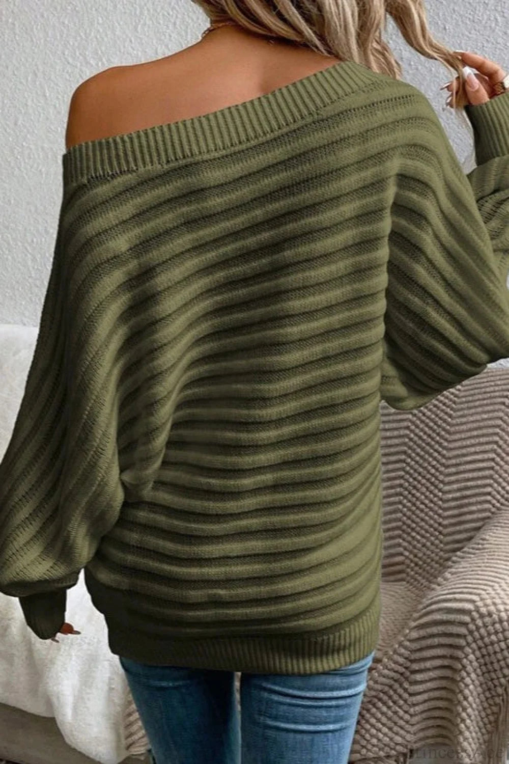 Off-the-shoulder Batwing Sleeve Sweater