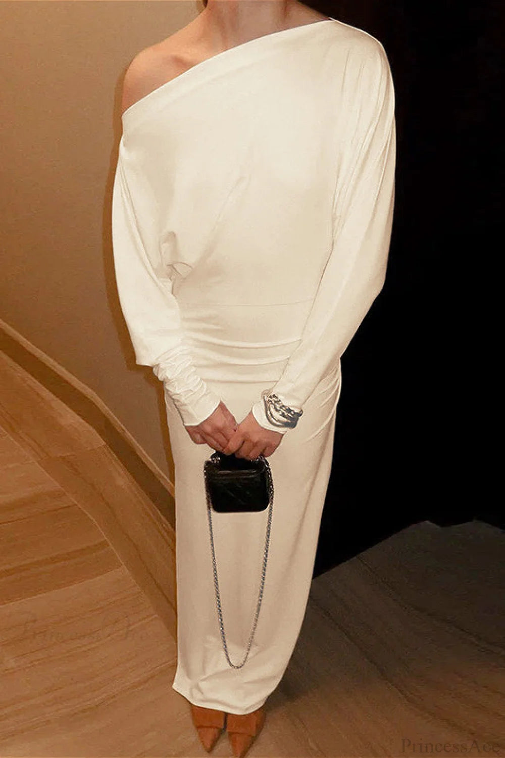 One Shoulder Fitted Split Maxi Dress