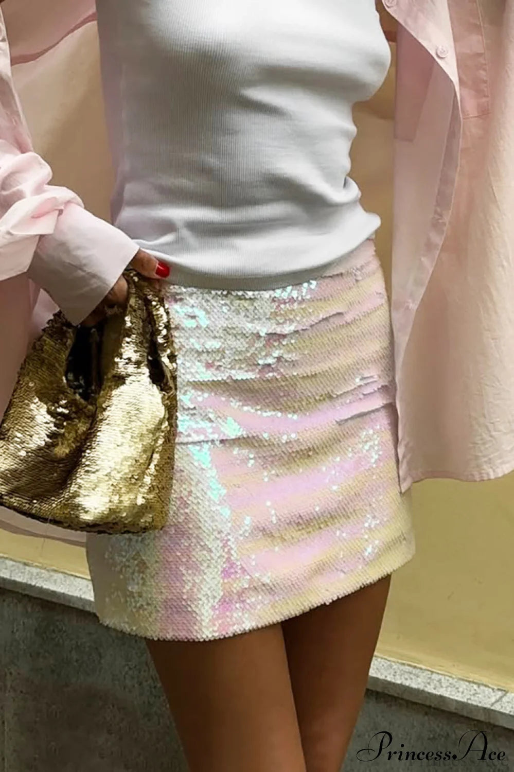 Sequin High Waist Midi Skirt