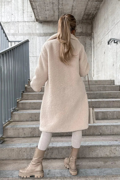 Warm Faux Fur Lapel Overcoat