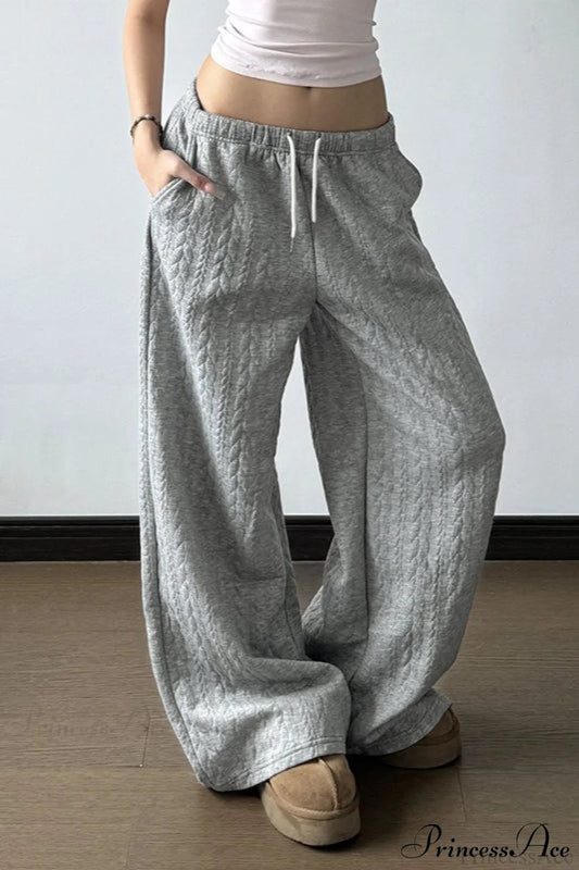 Warm Wide Leg Tie Waist Pants