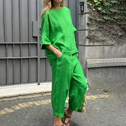 Emma – Cotton-linen Two-piece Set