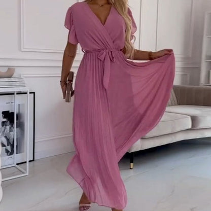 Amanda - V-neck Pleated Maxi Dress