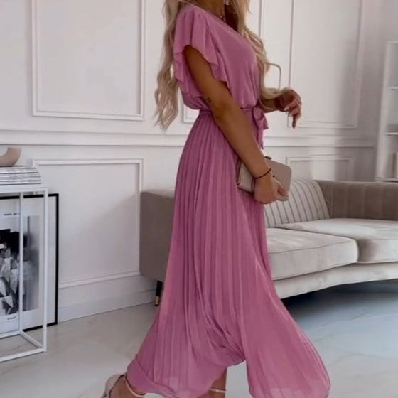 Amanda - V-neck Pleated Maxi Dress