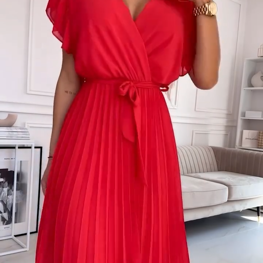 Amanda - V-neck Pleated Maxi Dress