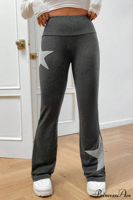 Star Stretchy High Waist Slim-fit Flared Pants