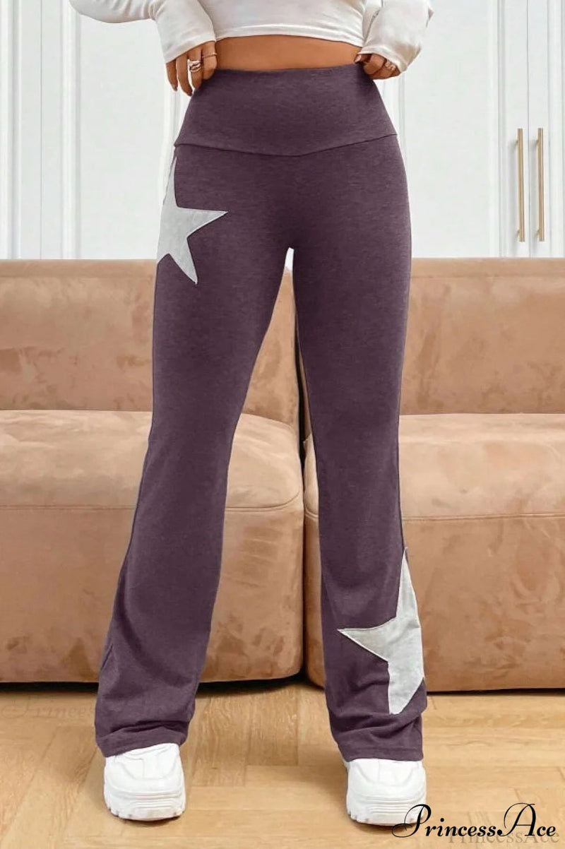 Star Stretchy High Waist Slim-fit Flared Pants