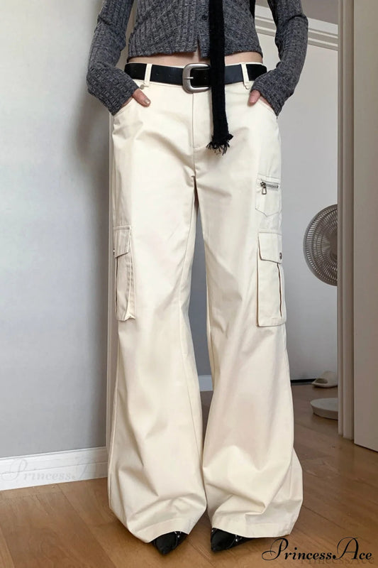 Straight-leg Multi-pocket High-waisted Cargo Pants