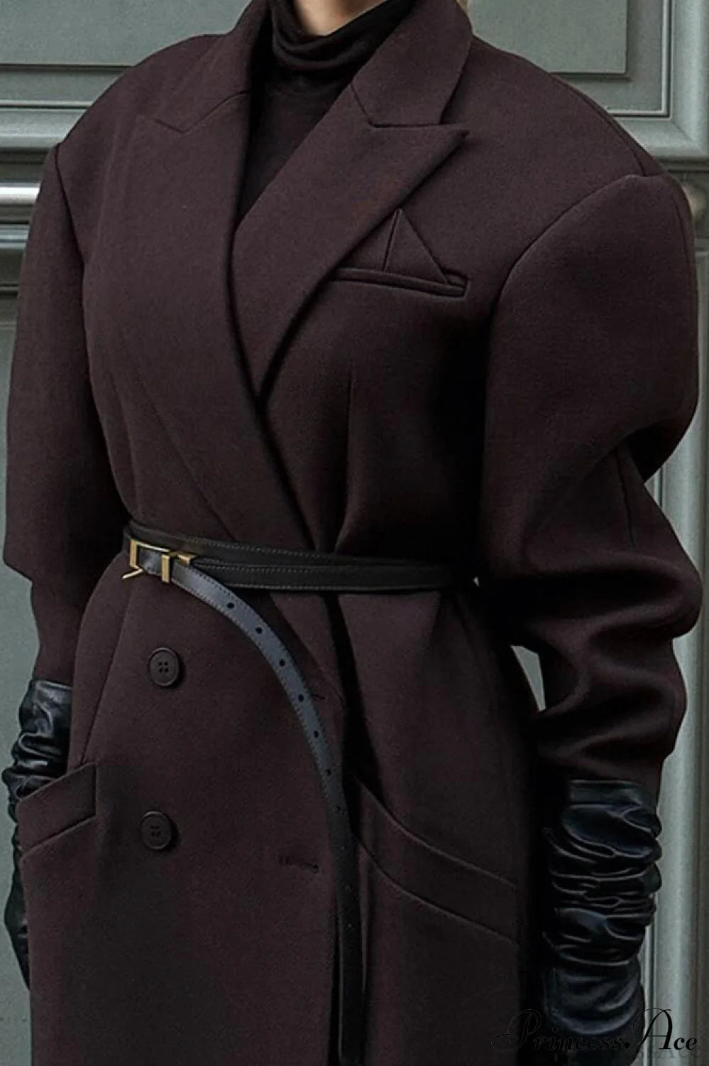 Striped Long Collared Trench Overcoat