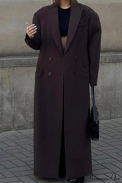 Striped Long Collared Trench Overcoat
