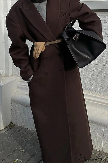 Striped Long Collared Trench Overcoat