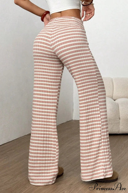 Striped Knit Straight Leg Pants