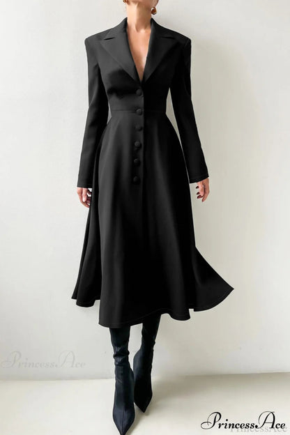 Structured Shoulder Blazer Maxi Dress