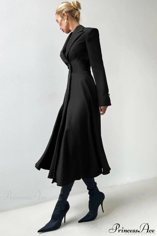 Structured Shoulder Blazer Maxi Dress