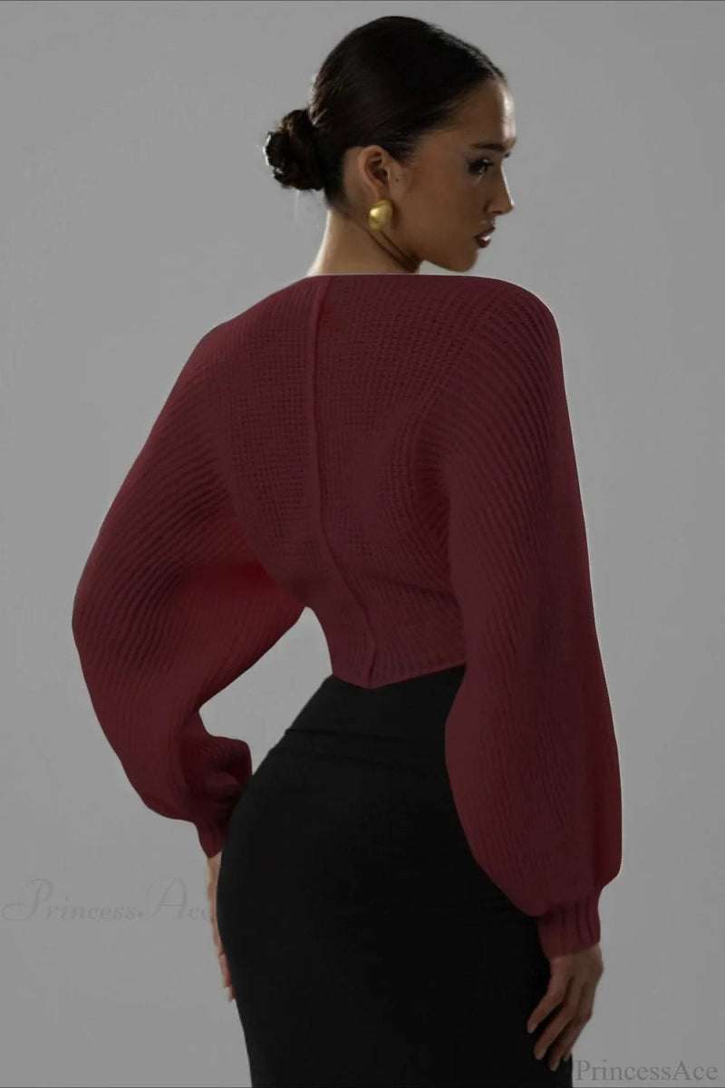 Stylish V-neck Cropped Sweater